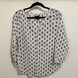 GAP White and Blue Paisley Blouse
